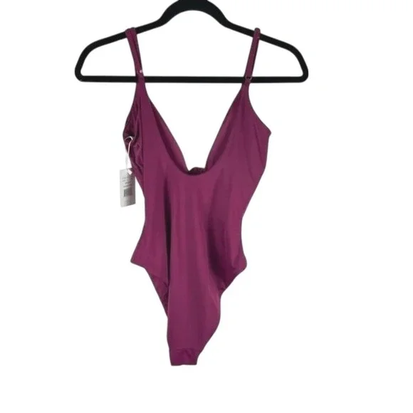 Andie Swim Santorini One-Piece Swimsuit Plum Burgundy Size Small Eco-Friendly - Picture 3 of 15